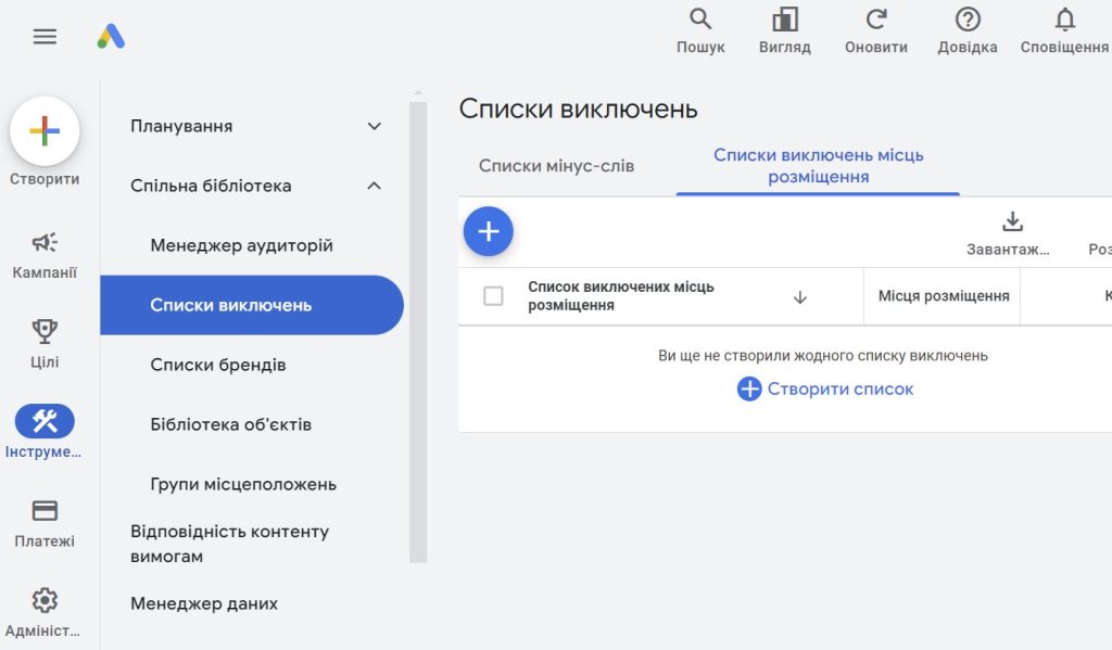 Виключення Ютуб каналів росіян на рівні облікового запису Google Ads